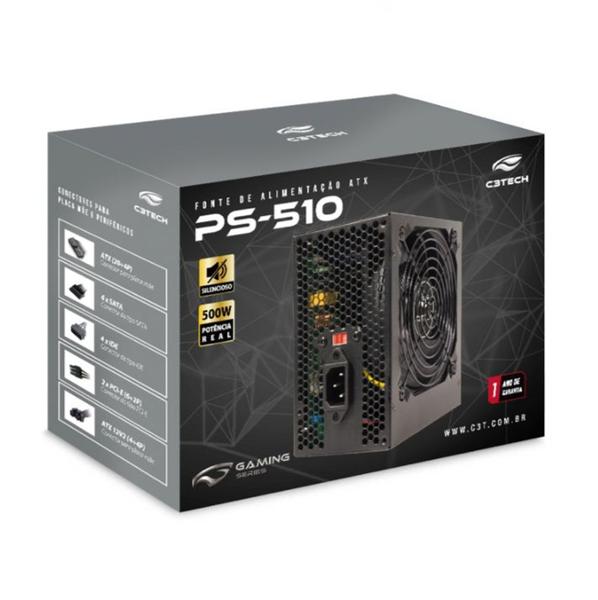 Imagem de Fonte ATX 500W PS-510BK C3Tech Gaming