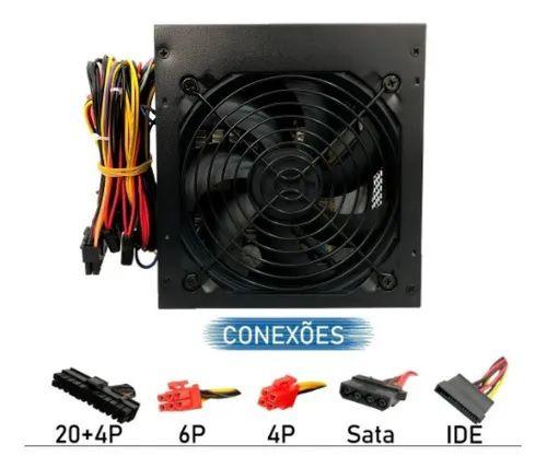 Imagem de Fonte Atx 500w Reais 20+4p Super Silenciosa Para Pc Bivolt