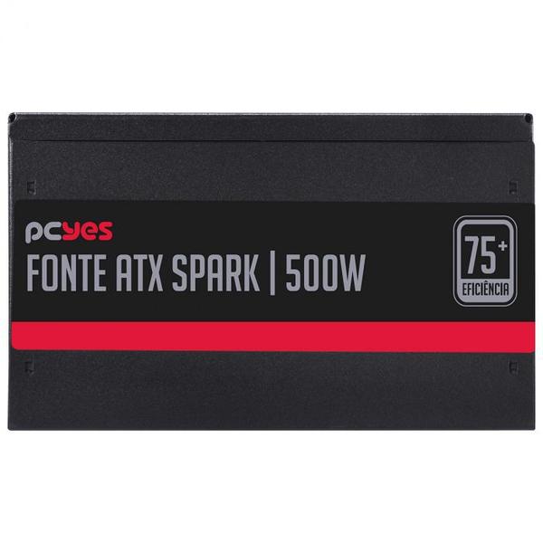 Imagem de Fonte atx 500w spark 75+ - pfc ativo - cabos flat - pxsp500wpt