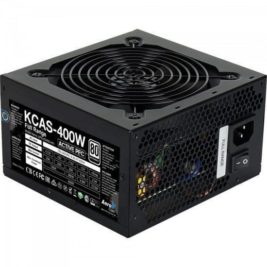 Imagem de Fonte Atx Kcas 400W Full Range 80 Plus White Pfc Ativo Aerocool