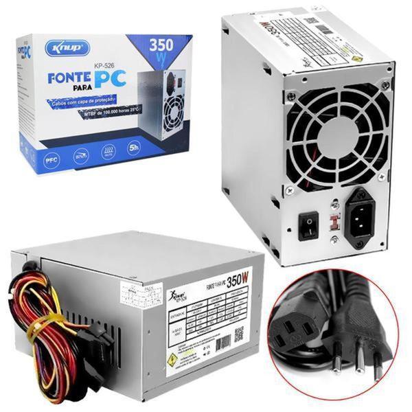 Imagem de Fonte Atx Pc 350w Reais Com Cabo De Energia Bivolt Knup  KP-526