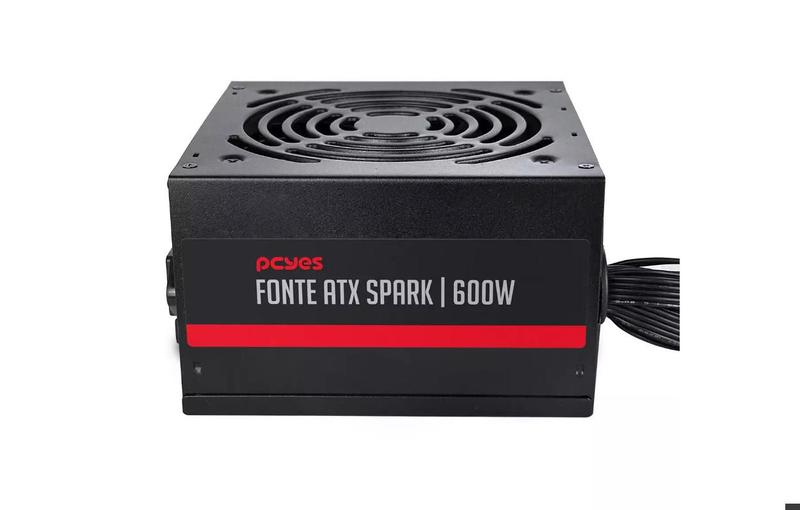 Imagem de Fonte ATX Pcyes Spark 600W - PFC Ativo - Cabos Flat