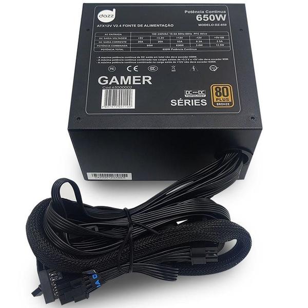 Fonte ATX ROP 650W Real 80Plus Bronze PFCAtivo Dazz 63000002 Imagem de Fonte ATX ROP 650W Real 80Plus Bronze PFCAtivo Dazz 63000002