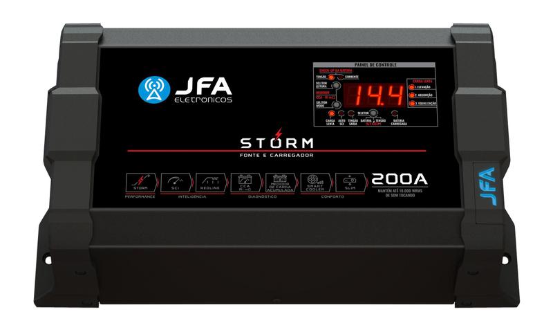 Imagem de Fonte Automotiva Carregador JFA 200A Storm Voltímetro Digital Bivolt