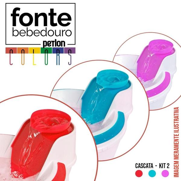 Imagem de Fonte Bebedouro Petlon Colors - Vermelho, Azul Ciano e Rosa - 110V