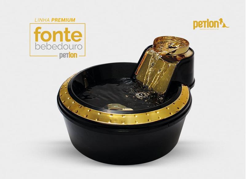 Imagem de Fonte Bebedouro Petlon Premium - Preto e Dourado 110V