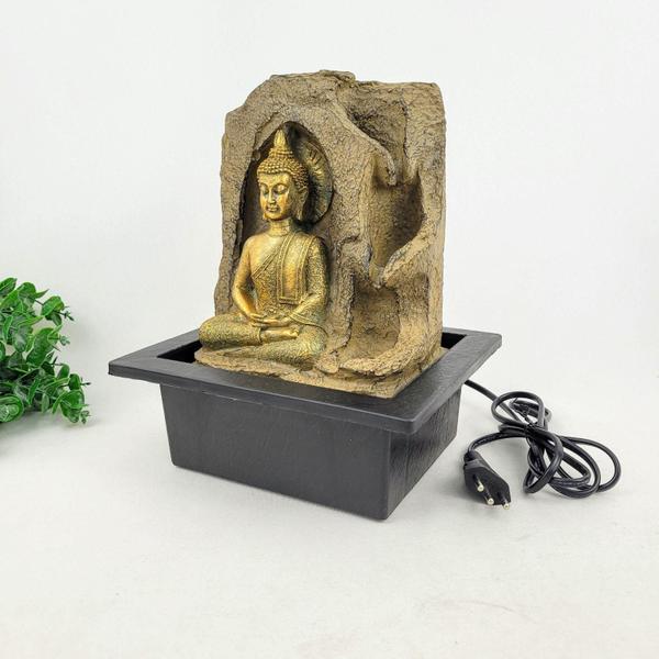 Imagem de Fonte Buda Dourada 25x21x17cm 220V Com Led - Inigual