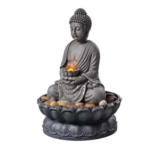 Imagem de Fonte Buddha de mesa GOSSI de 28,4 cm de altura com luz reflexiva