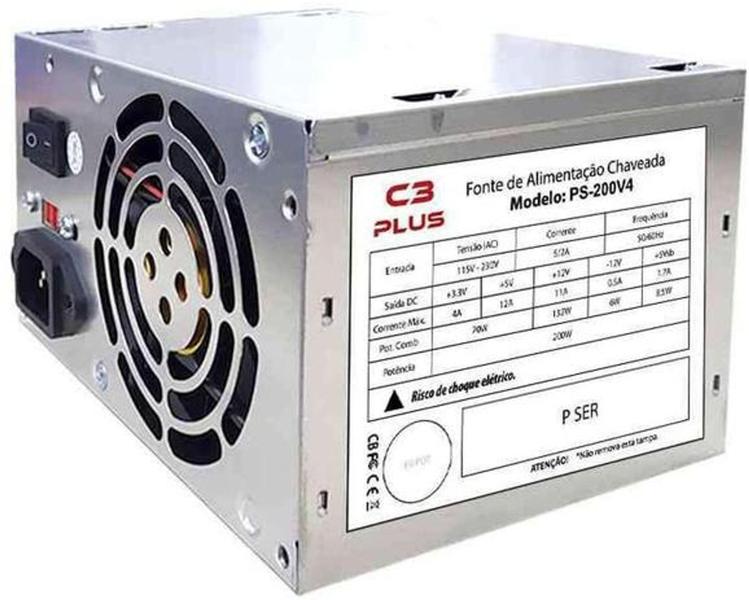 Fonte c3tech 200w c3plus - ps-200v4 - all nations com Imagem de Fonte c3tech 200w c3plus - ps-200v4