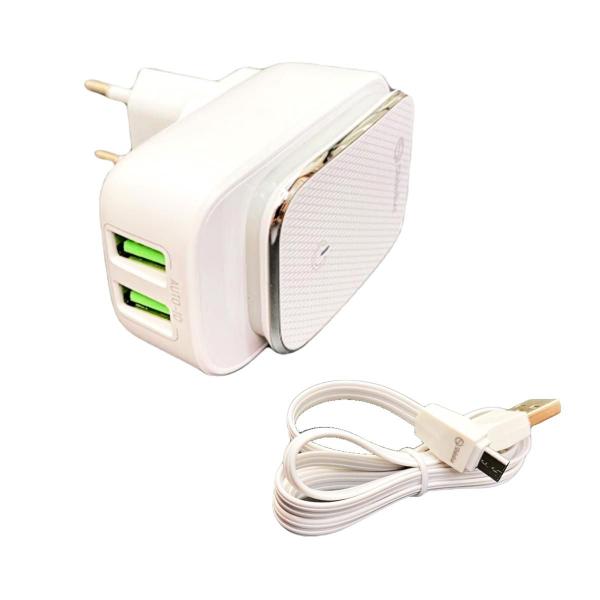 Imagem de Fonte carregador 2 portas USB com LED Touch cabo micro usb