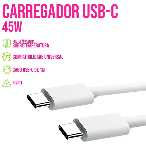 Imagem de Fonte Carregador Adaptador USB-C 45W Turbo com Cabo 110/220V