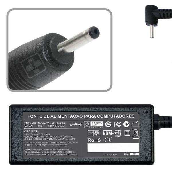 Fonte Carregador Asus Mini Eeepc1005p 1008 1201 19v 2.1a 40w 608 - Replacement Imagem de Fonte Carregador Asus Mini Eeepc1005p 1008 1201 19v 2.1a 40w 608