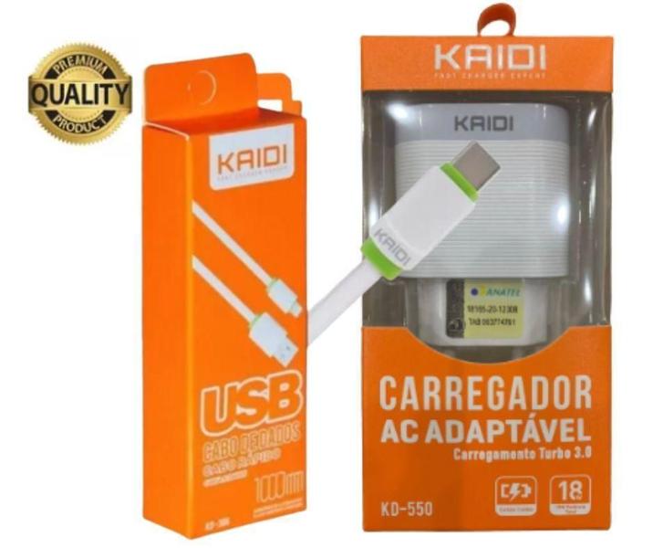 Imagem de Fonte Carregador Kaidi Kd-550 18W + Cabo Micro Usb Reforçado