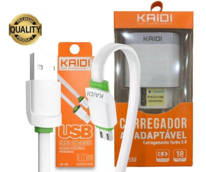 Imagem de Fonte Carregador Kaidi Kd-550 18W + Cabo Micro Usb Reforçado