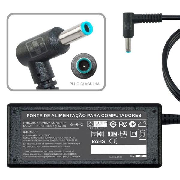 Imagem de Fonte Carregador Para Hp 14-ac121br 19,5v 3.33a 65w 761