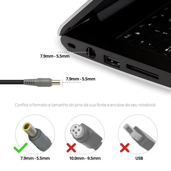Fonte Carregador para Notebook Lenovo 3000-C100 - BestBattery Imagem de Fonte Carregador para Notebook Lenovo 3000-C100