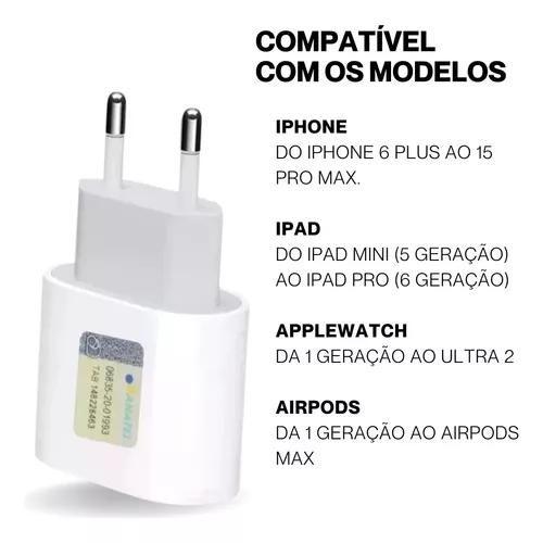 Imagem de Fonte Carregador Tipo C 20w compativel iPhone/iPad 8 X XR XS 11 12 13 14 15 Pro Max