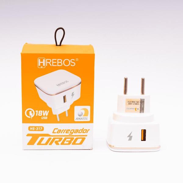 Imagem de Fonte Carregador Turbo 18W USB Hrebos HS-317