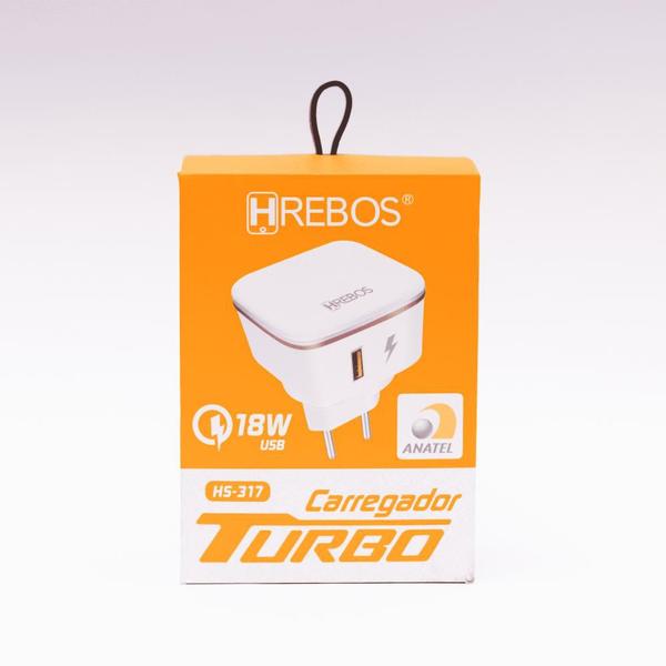 Imagem de Fonte Carregador Turbo 18W USB Hrebos HS-317