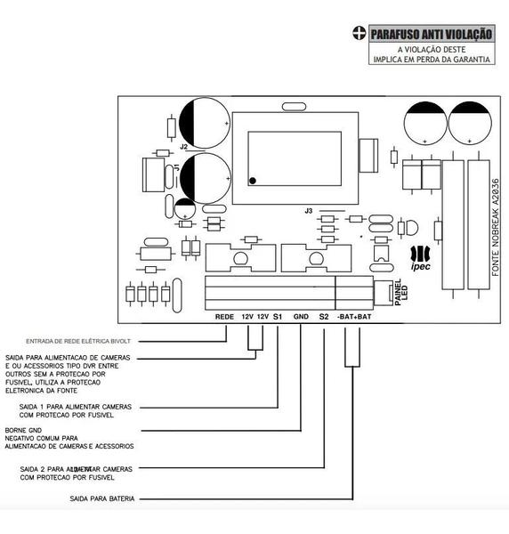 Imagem de Fonte Carregadora Nobreak Cftv Alarme Bivolt 12v 2a + Bateria 12V 7AH