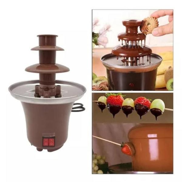 Imagem de Fonte Cascata Chocolate Fondue para Festas e Eventos com Frutas Uva 110V: Sabor que Marca Momentos