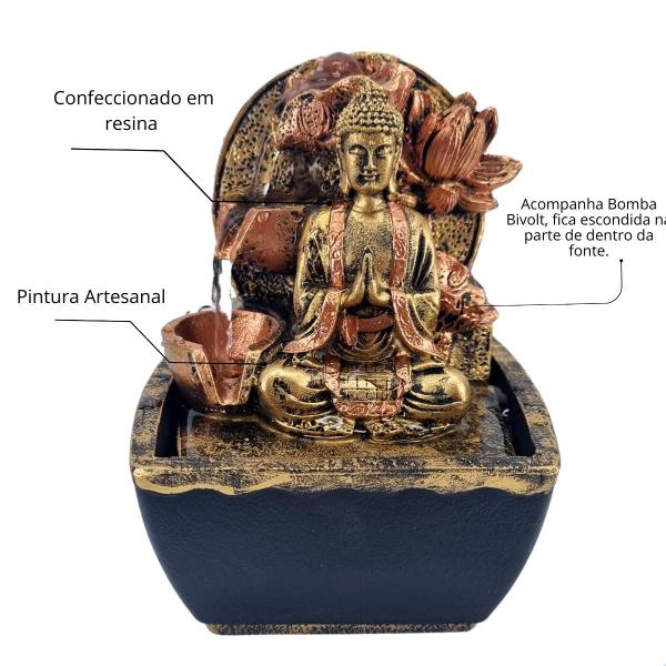 Imagem de Fonte Cascata Dágua Decorativa Buda 3 Quedas Feng Shui