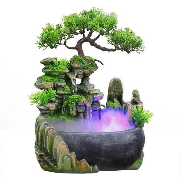 Imagem de Fonte Cascata LED Que Muda De Cor Ornamento De Mesa Riqueza Feng Shui Decoração De Mesa De