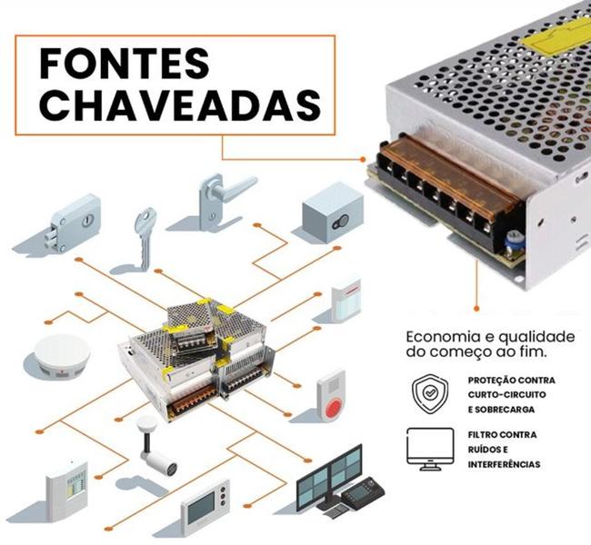 Imagem de Fonte Chaveada 50a 12v 600W Bivolt Para Som Câmeras, CFTV, Fita Led