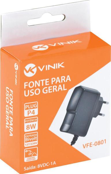 Imagem de Fonte Chaveada 8V 1A 8W Bivolt Automatico Plug P4 - Vfe0801