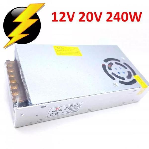 Imagem de Fonte Chaveada Alimentação 12v 20A 240W Para Elétricos Automotivo CFTV Fita Led 59008