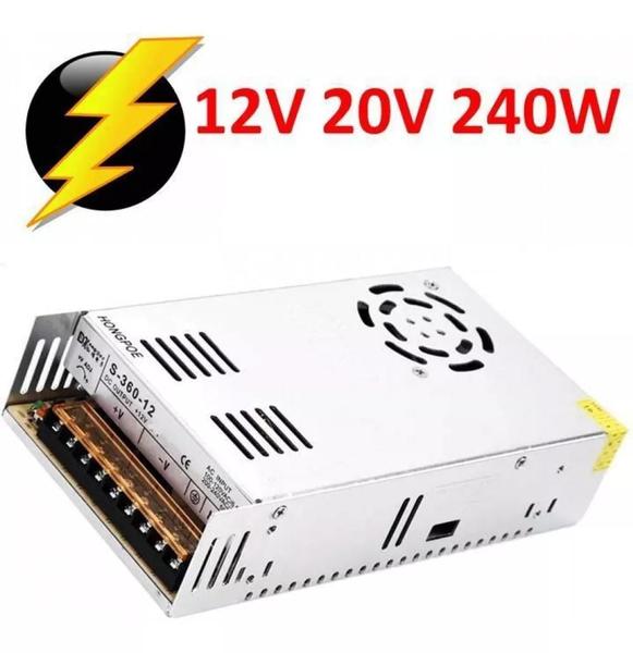 Imagem de Fonte Chaveada Alimentação 12v 20A 240W Para Elétricos Automotivo CFTV Fita Led 59008