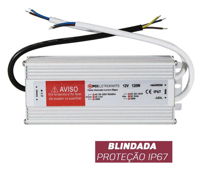 Fonte chaveada blindada 12v 10a 120w bivolt - PCI-ELETRO Imagem de Fonte chaveada blindada 12v 10a 120w bivolt