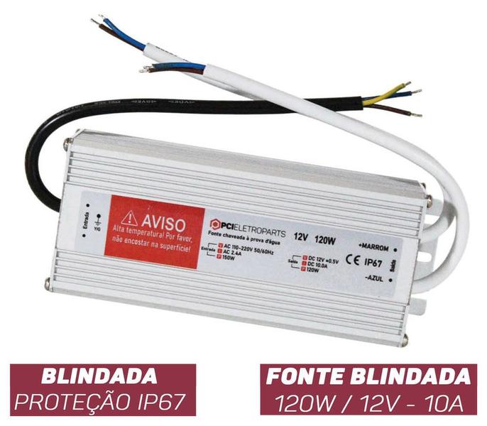 Fonte chaveada blindada 12v 10a 120w bivolt - PCI-ELETRO Imagem de Fonte chaveada blindada 12v 10a 120w bivolt