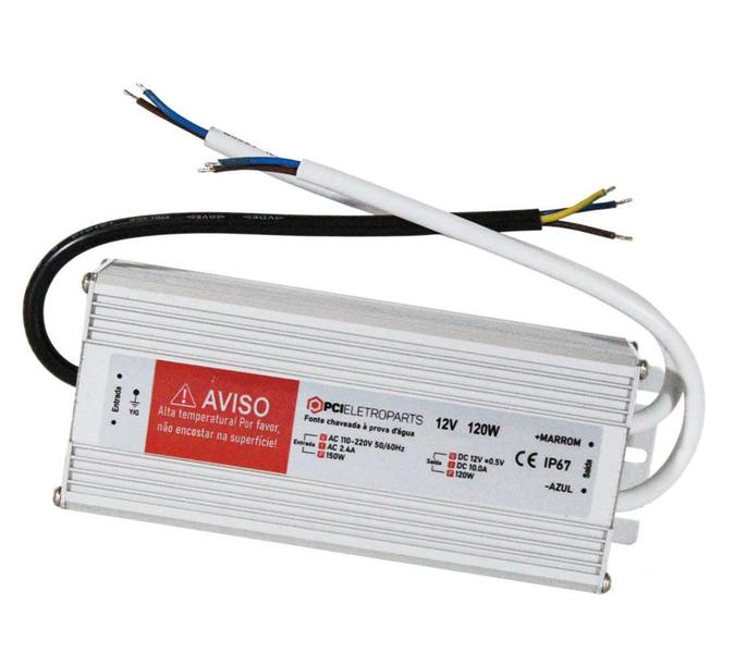 Fonte chaveada blindada 12v 10a 120w bivolt - PCI-ELETRO Imagem de Fonte chaveada blindada 12v 10a 120w bivolt