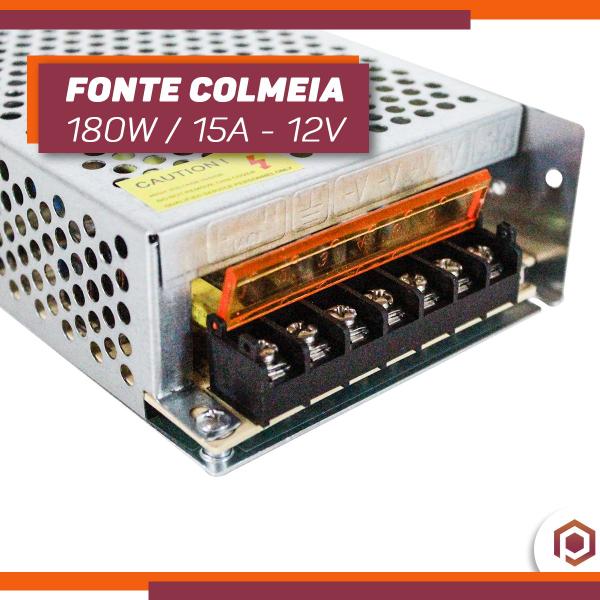 Fonte Chaveada Colmeia 12v 15a 180w Bivolt P/ Cftv Fitas Led - Pci Eletro Parts Imagem de Fonte Chaveada Colmeia 12v 15a 180w Bivolt P/ Cftv Fitas Led