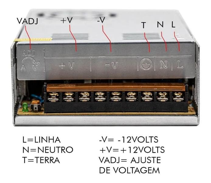 Imagem de Fonte Chaveada Estabilizada Bivolt 110-220v 12v 50a