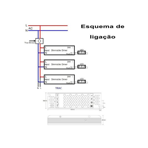 Imagem de Fonte Chaveada Ultrafina Slim 24V 6,25A 150W P/fita Led Cftv