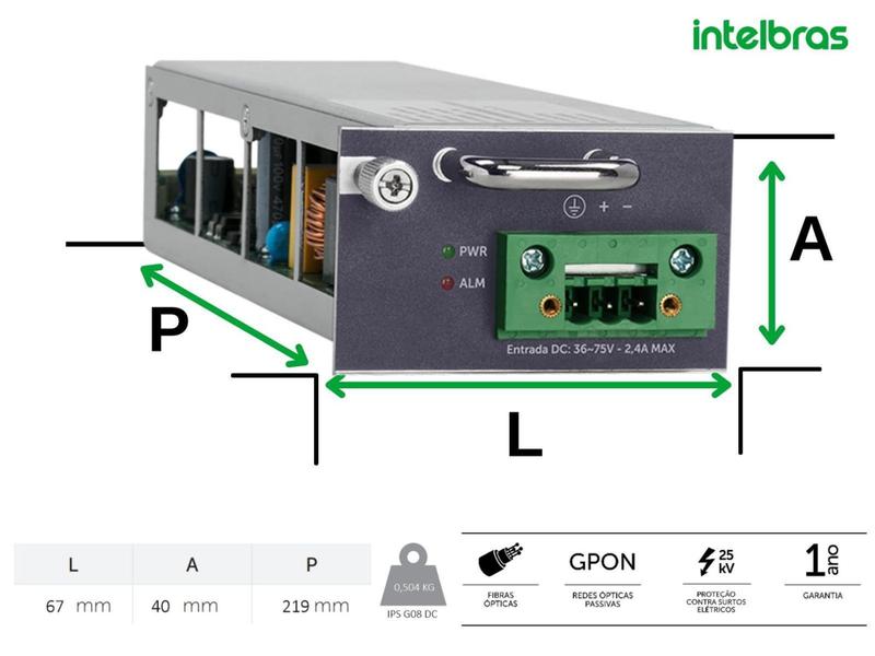 Imagem de Fonte conversor dc/dc 12v 6a olt g08 - ips-g08-dc intelbras