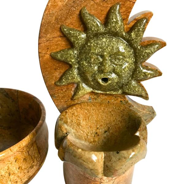 Imagem de Fonte de Água Artesanal Decorativa Cascata Sol e Lua