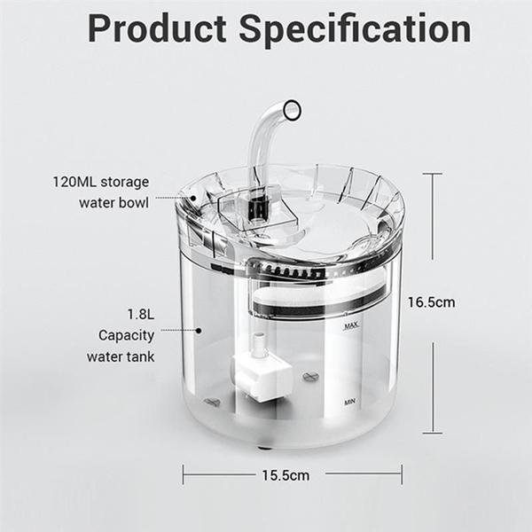 Imagem de Fonte de água automática para animais de estimação de 1,8 L,