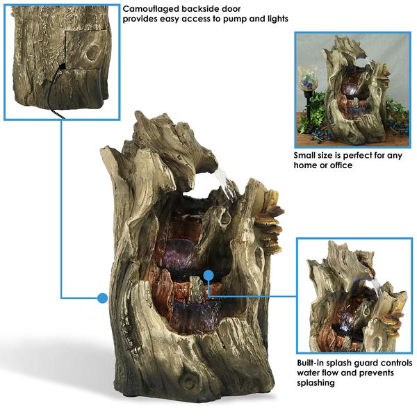 Imagem de Fonte de água de mesa Sunnydaze Cascading Caves 35cm com LED