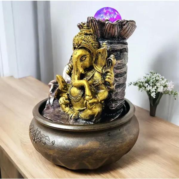 Imagem de Fonte De Água Ganesha Meditação Relaxante Com Led Resina