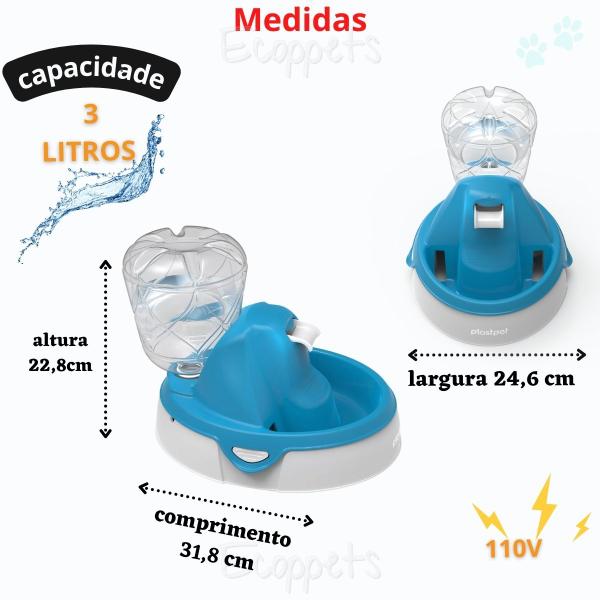 Fonte de Água Gato e Cães Bebedouro Pet Automático C/ Filtro - Plast Pet Imagem de Fonte de Água Gato e Cães Bebedouro Pet Automático C/ Filtro