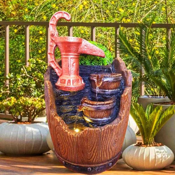 Imagem de Fonte De Água Jarro Barril Cascata 35cm Bivolt Decoração