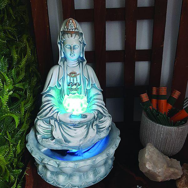 Imagem de Fonte De Água Kuan Yin Col Led Lótus 01039