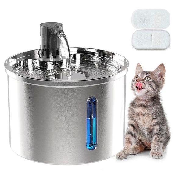 Imagem de Fonte De Água Pet Aço Inoxidável 304 Bebedouro Gato e Cachorro 3.2L Tigela Inox Com Opção De Sensor