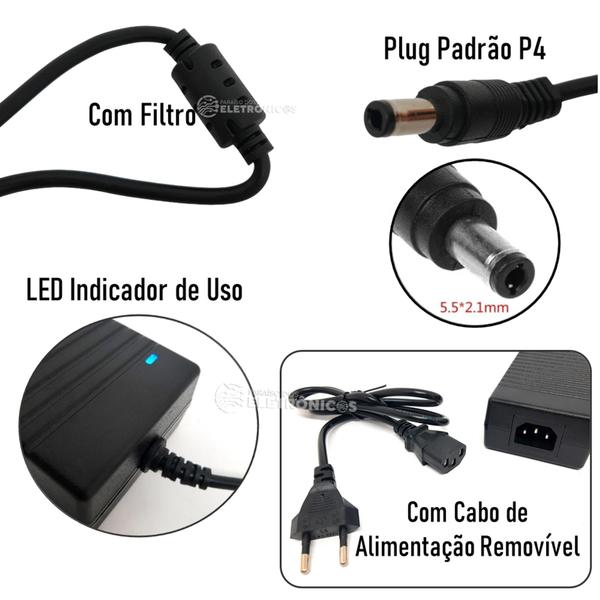 Imagem de Fonte De Alimentação 12v 10a Bivolt (110 E 220v) Para Câmeras de segurança, CFTV TB041951