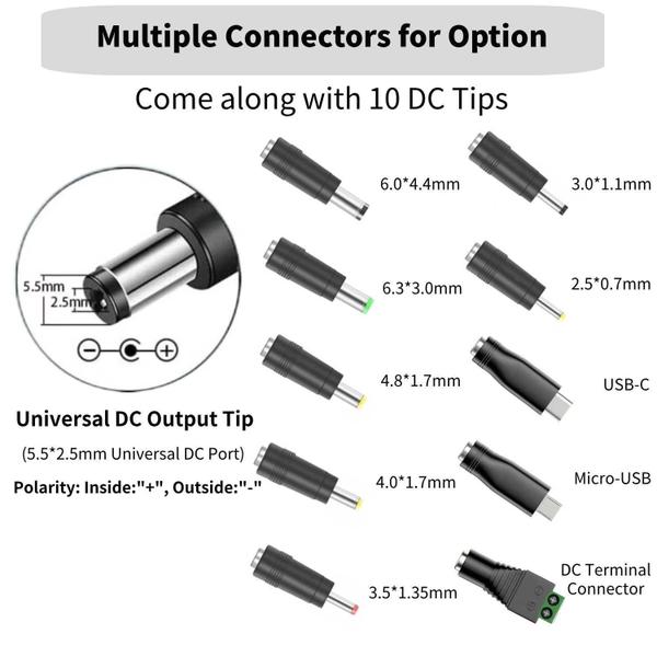 Imagem de Fonte de alimentação Adaptador AC DC 12V 2A com 10 pontas universal 100-240V