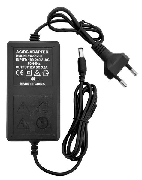 Imagem de Fonte De Alimentação Bivolt 100 - 240V Com Saída de 12v 5 Amperes 5000mah 60W 5A Plug P4 Preta P/ Modem Camera Fita Led