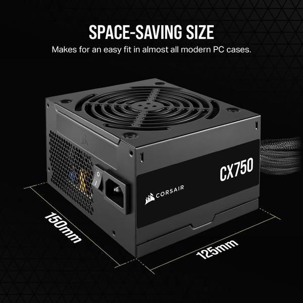 Imagem de Fonte de alimentação Corsair CX750 80 Plus Bronze 750W